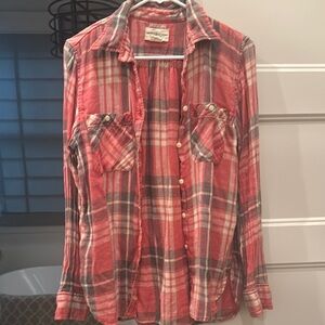 Denim & Supply Ralph Lauren Red Plaid Shirt linen blend medium (fits small)